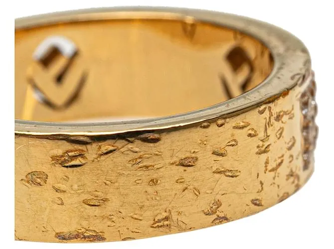 Anillo de banda de cristal Fendi chapado en oro F es Fendi Dorado 