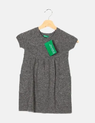 Benetton Vestido punto gris