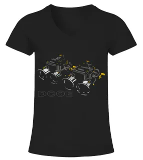 Carburators Oldschool-Weber 40 45 Turbo Alfa BK Camiseta cuello pico Mujer