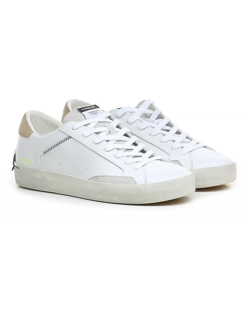 Crime - 17001 BIANCO/SABBIA/FLUO - Zapatilla de cuero masculino