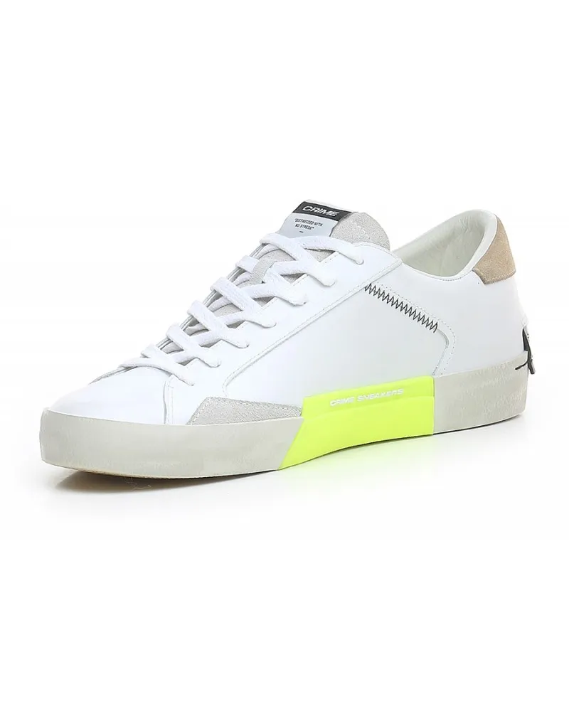 Crime - 17001 BIANCO/SABBIA/FLUO - Zapatilla de cuero masculino