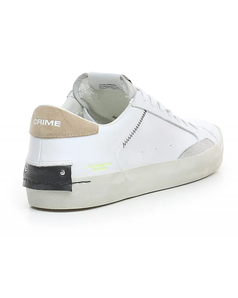 Crime - 17001 BIANCO/SABBIA/FLUO - Zapatilla de cuero masculino