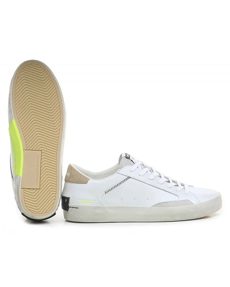 Crime - 17001 BIANCO/SABBIA/FLUO - Zapatilla de cuero masculino