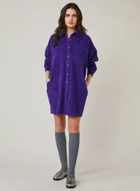 HARRIS WILSON FRANE - Vestido corto camisero de algodón con cuello clásico en violeta