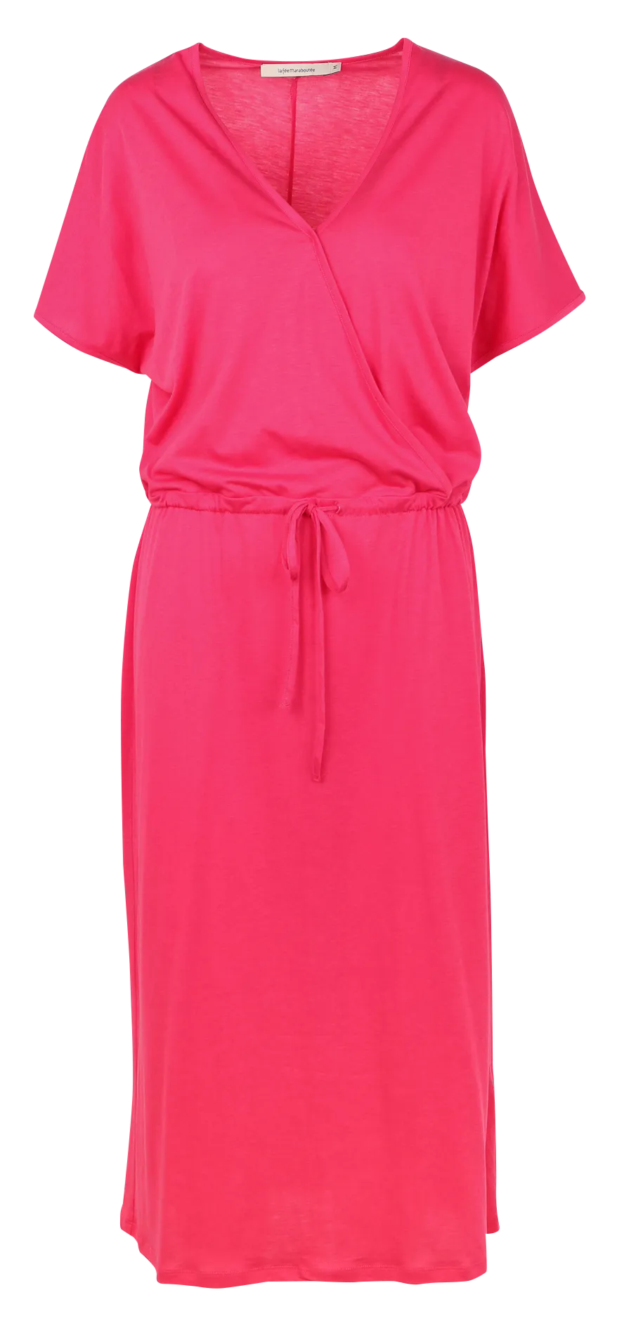 LA FEE MARABOUTEE Vestido midi ajustable con cuello de pico en rosa