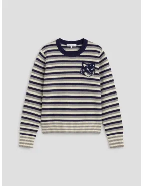 MAISON KITSUNÉ FOX HEAD INTARSIA STRIPED REGULAR JUMPER