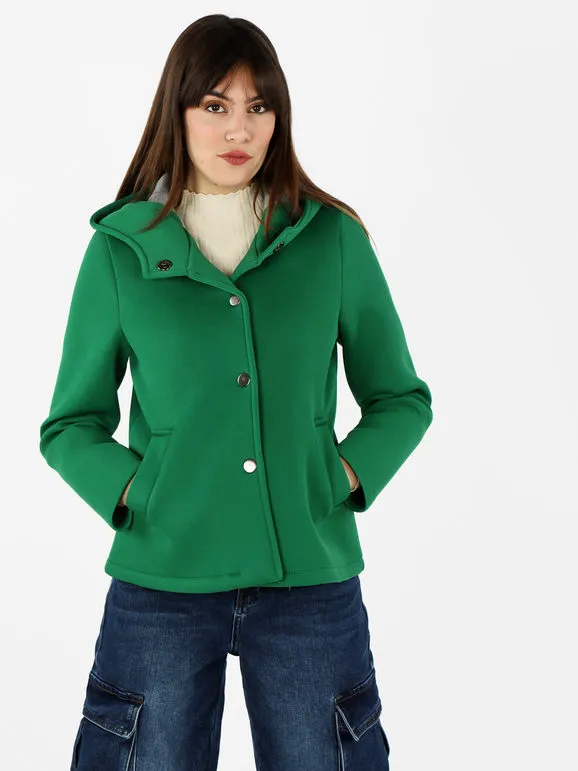 Only One Chaqueta de tela para mujer con capucha y botones.