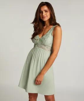 Vestido lencero Nora Lace - Verde