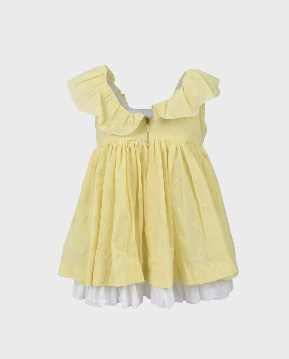 Vestido niña pequeña amarillo liso