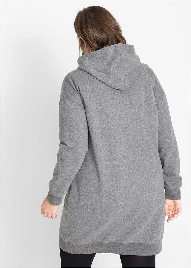 Vestido tipo sudadera Gris jaspeado