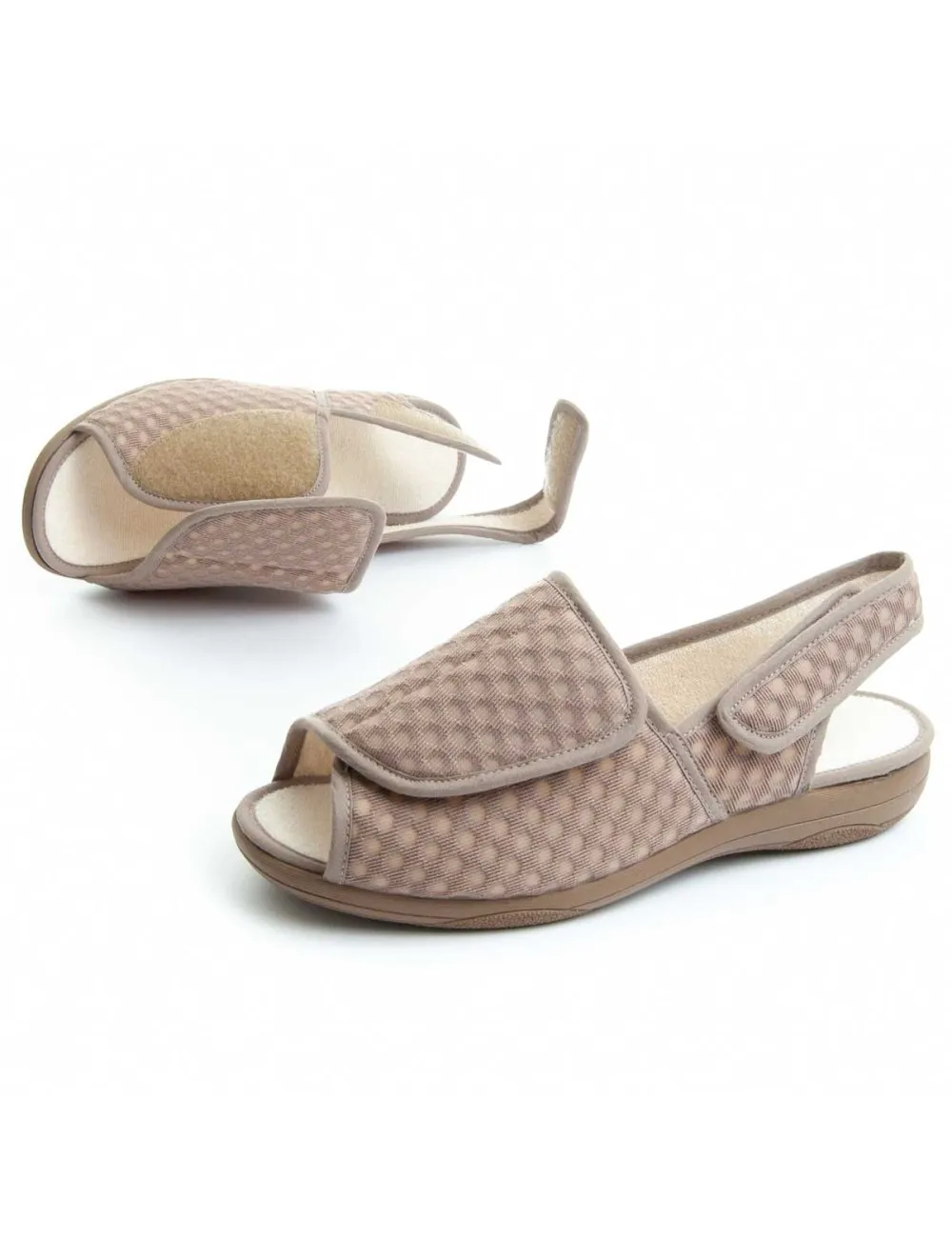 Zapatilla de casa cómoda para mujer.  Northome  Velcromedical  73687 Beige