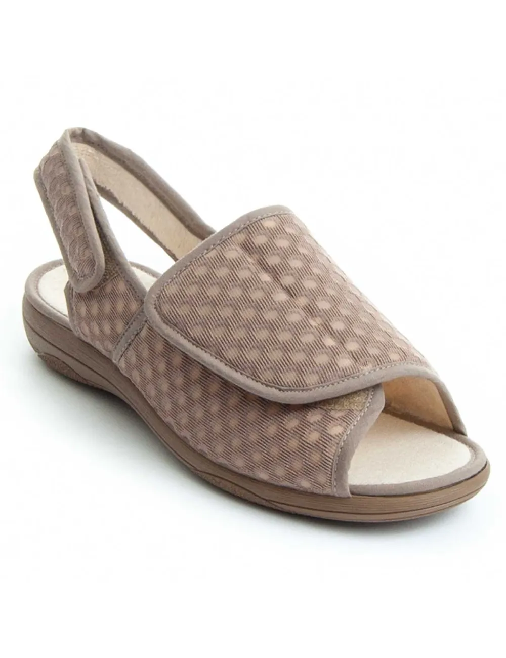 Zapatilla de casa cómoda para mujer.  Northome  Velcromedical  73687 Beige