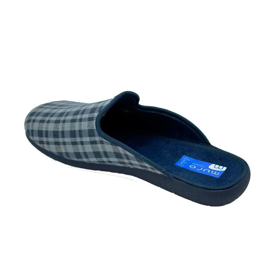 ZAPATILLA MURO 983 TELA CUADROS MARINO PANTUFLA DE CASA CÓMODA Y FRESCA PARA HOMBRE 26915